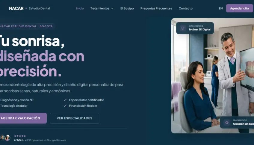 Página web para clínicas y consultorios dentales en Colombia: agenda de valoración y confianza desde el primer clic