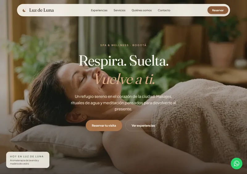 Captura de pantalla del demo Luz de Luna (Spa & Bienestar)